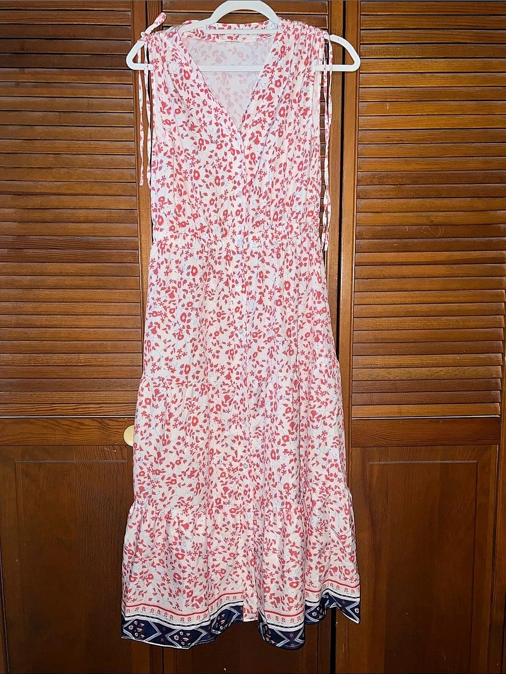 Sunday Up Floral Maxi Dress in Pink & White Size Medium